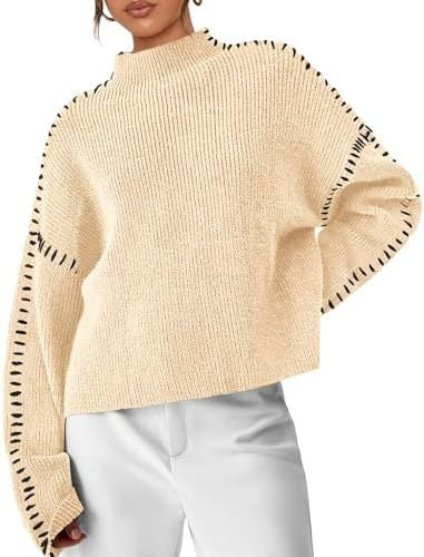 Lori | Cozy Whipstitch Oversized Mock Neck Sweater