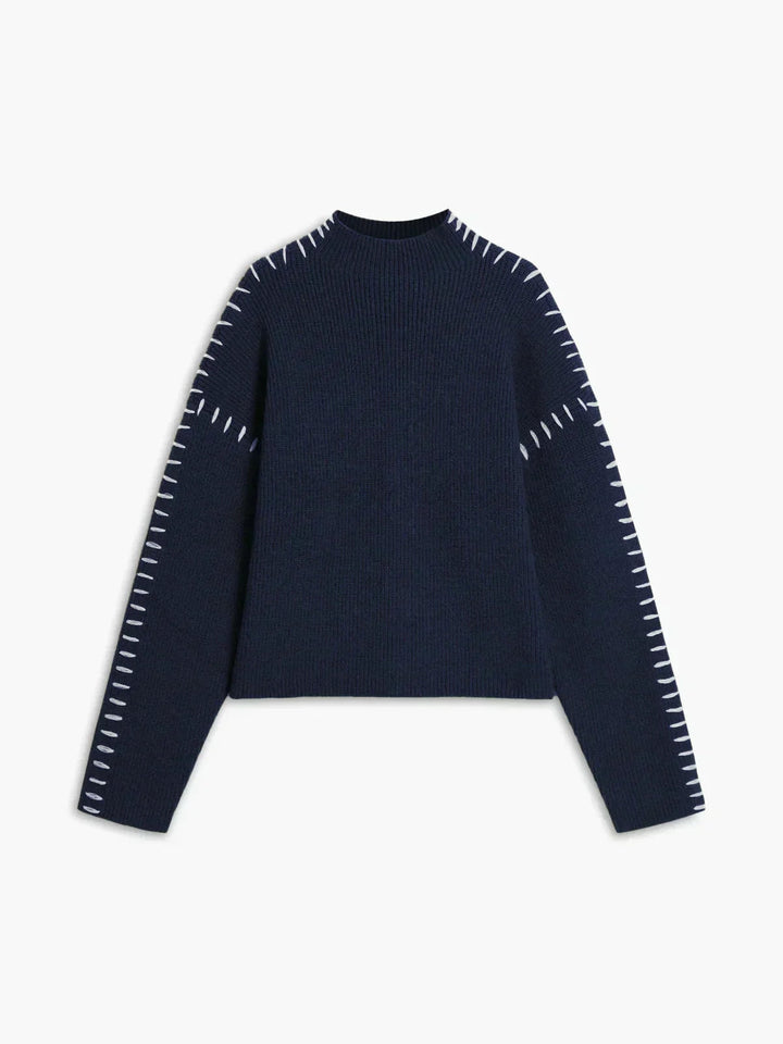 Lori | Cozy Whipstitch Oversized Mock Neck Sweater
