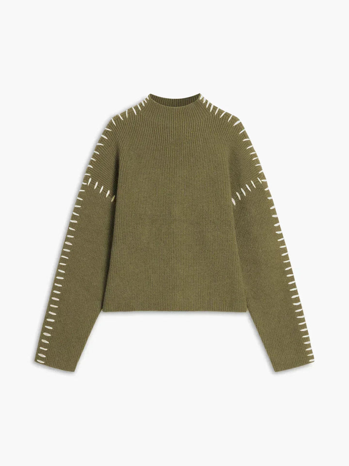 Lori | Cozy Whipstitch Oversized Mock Neck Sweater