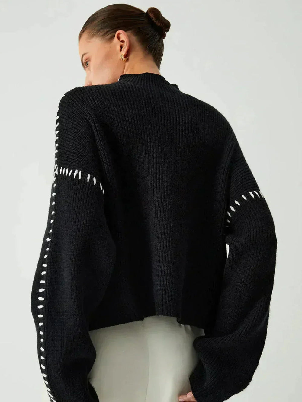 Lori | Cozy Whipstitch Oversized Mock Neck Sweater