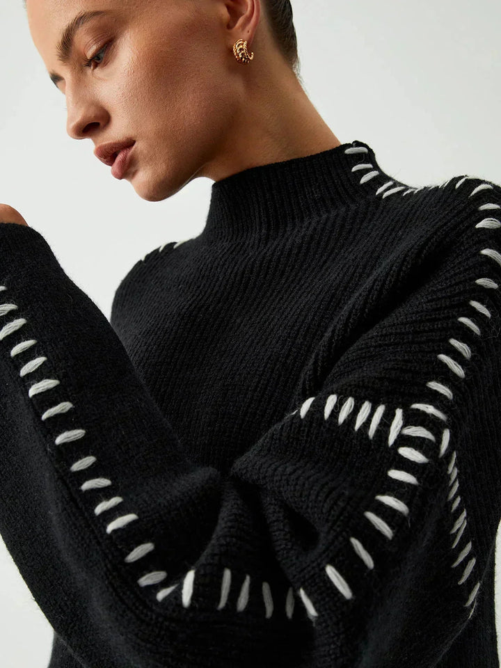 Lori | Cozy Whipstitch Oversized Mock Neck Sweater