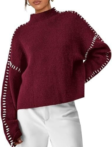 Lori | Cozy Whipstitch Oversized Mock Neck Sweater