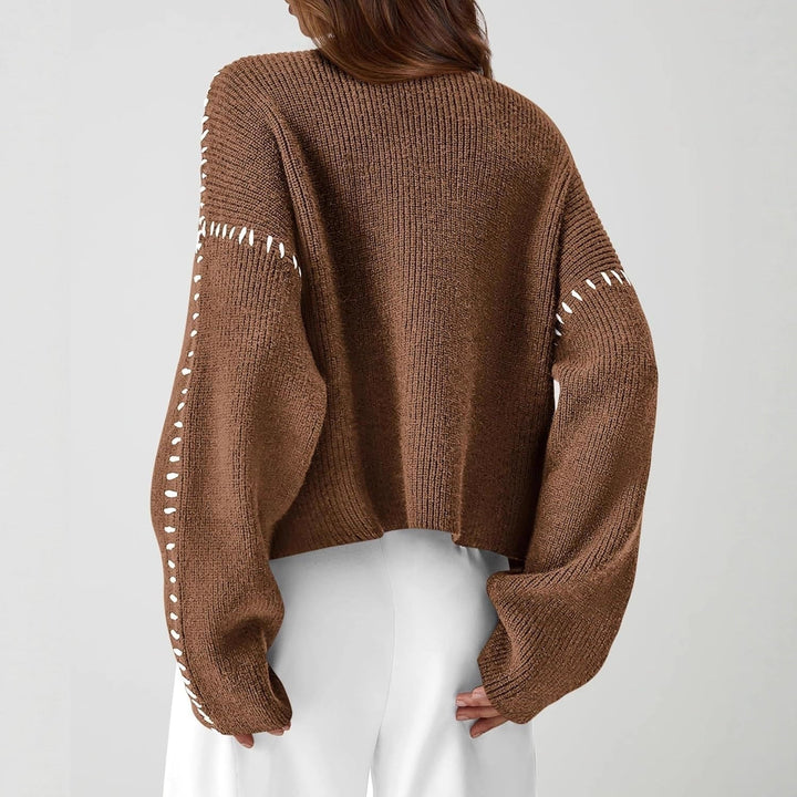 Lori | Cozy Whipstitch Oversized Mock Neck Sweater