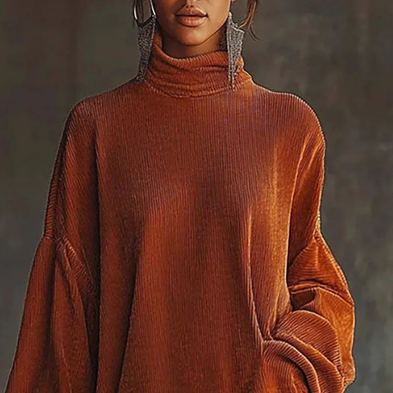 Lori | Effortless Oversized Fringe Turtleneck Sweater Dress