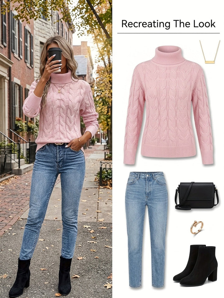 Lori | Refined Cable-Knit Turtleneck Sweater