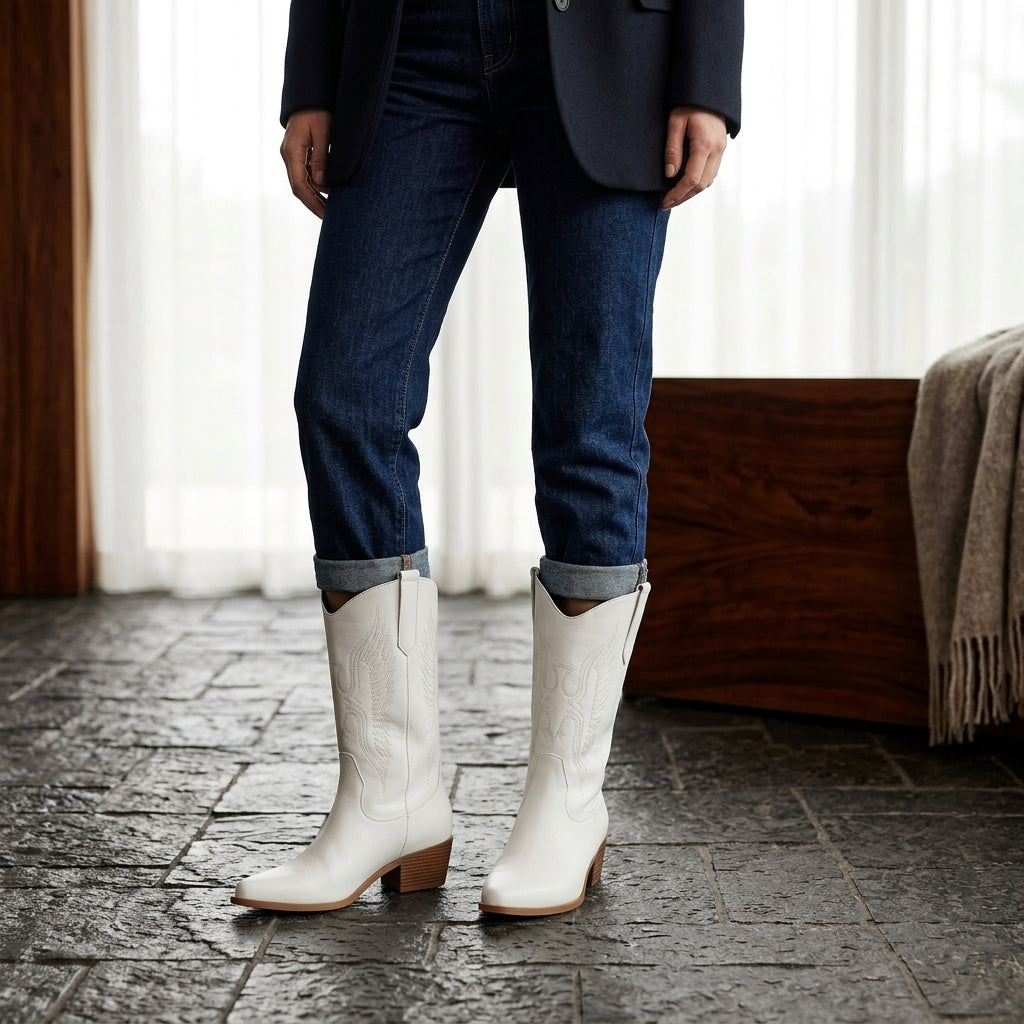 Lori | Relaxed Stitched Mid-Calf Cowboy Boots