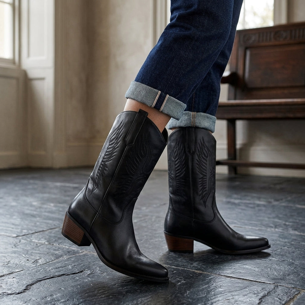 Lori | Relaxed Stitched Mid-Calf Cowboy Boots