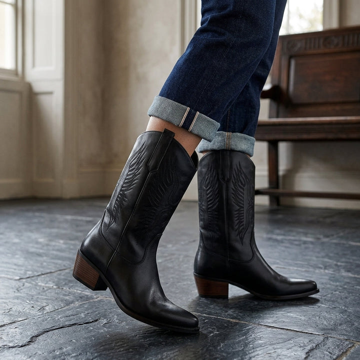 Lori | Relaxed Stitched Mid-Calf Cowboy Boots