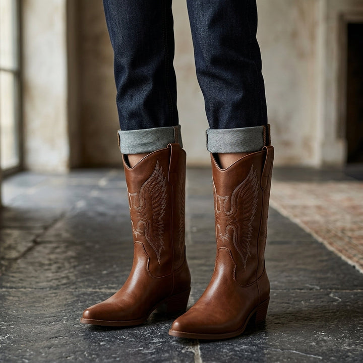Lori | Relaxed Stitched Mid-Calf Cowboy Boots