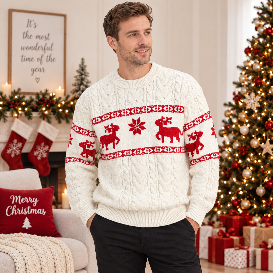 Luke | Reindeer Cable Knit Mens Xmas Sweaters