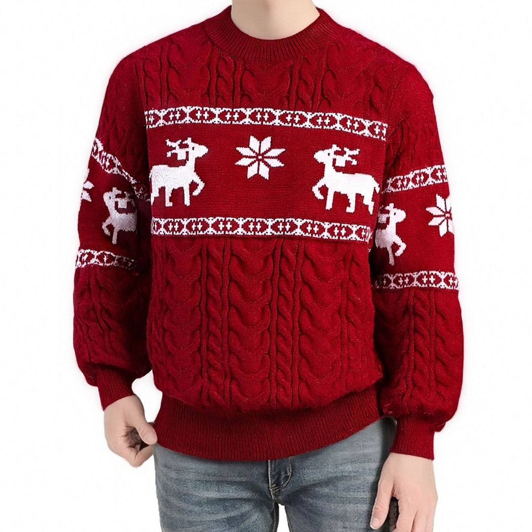 Luke | Reindeer Cable Knit Mens Xmas Sweaters