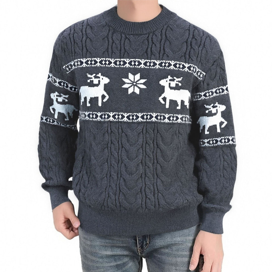 Luke | Reindeer Cable Knit Mens Xmas Sweaters