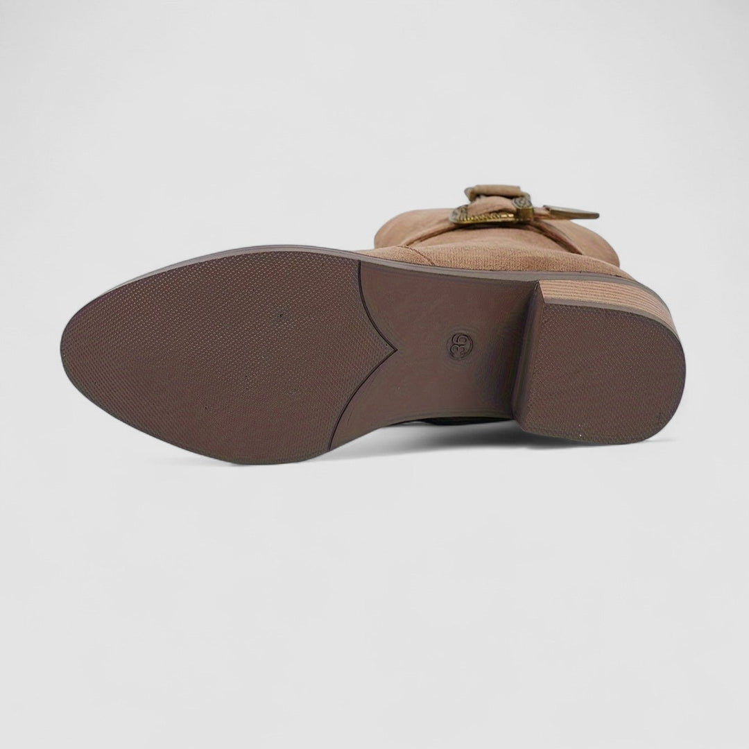 Madison | Effortless Western Buckle Block Heel Ankle Boots
