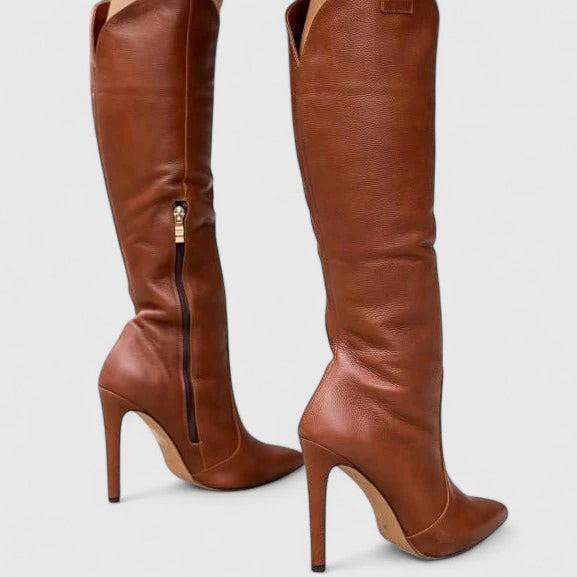 Madison | Polished Pointed Toe Stiletto Knee High Boots