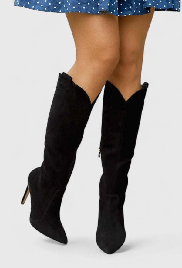 Madison | Polished Pointed Toe Stiletto Knee High Boots