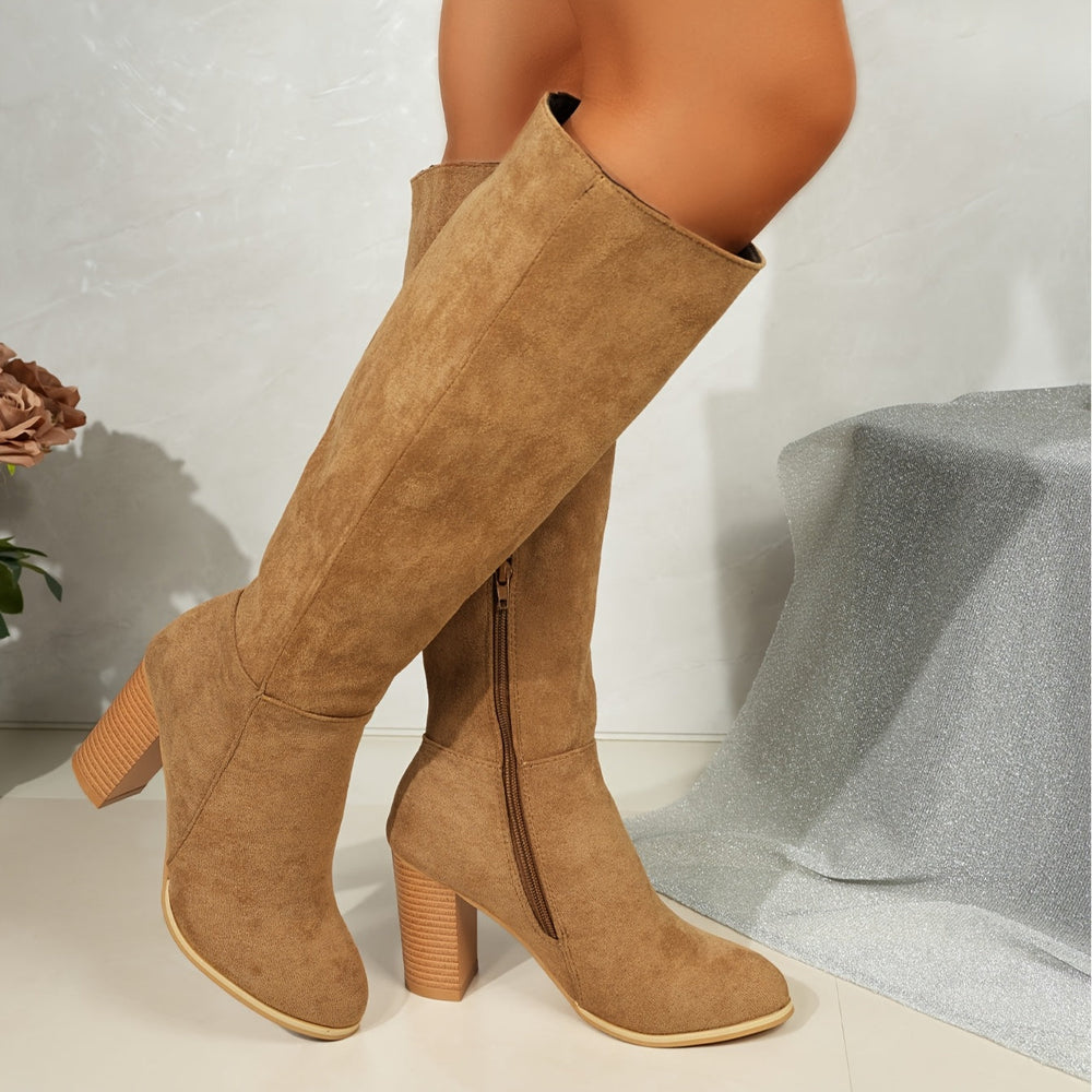 Madison | Sophisticated Stacked Heel Knee High Boots