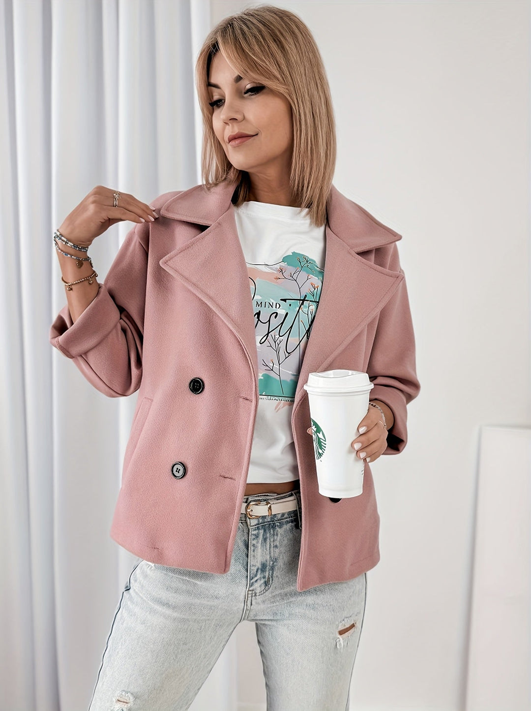Madison | Timeless Double-Breasted Cropped Pea Coat