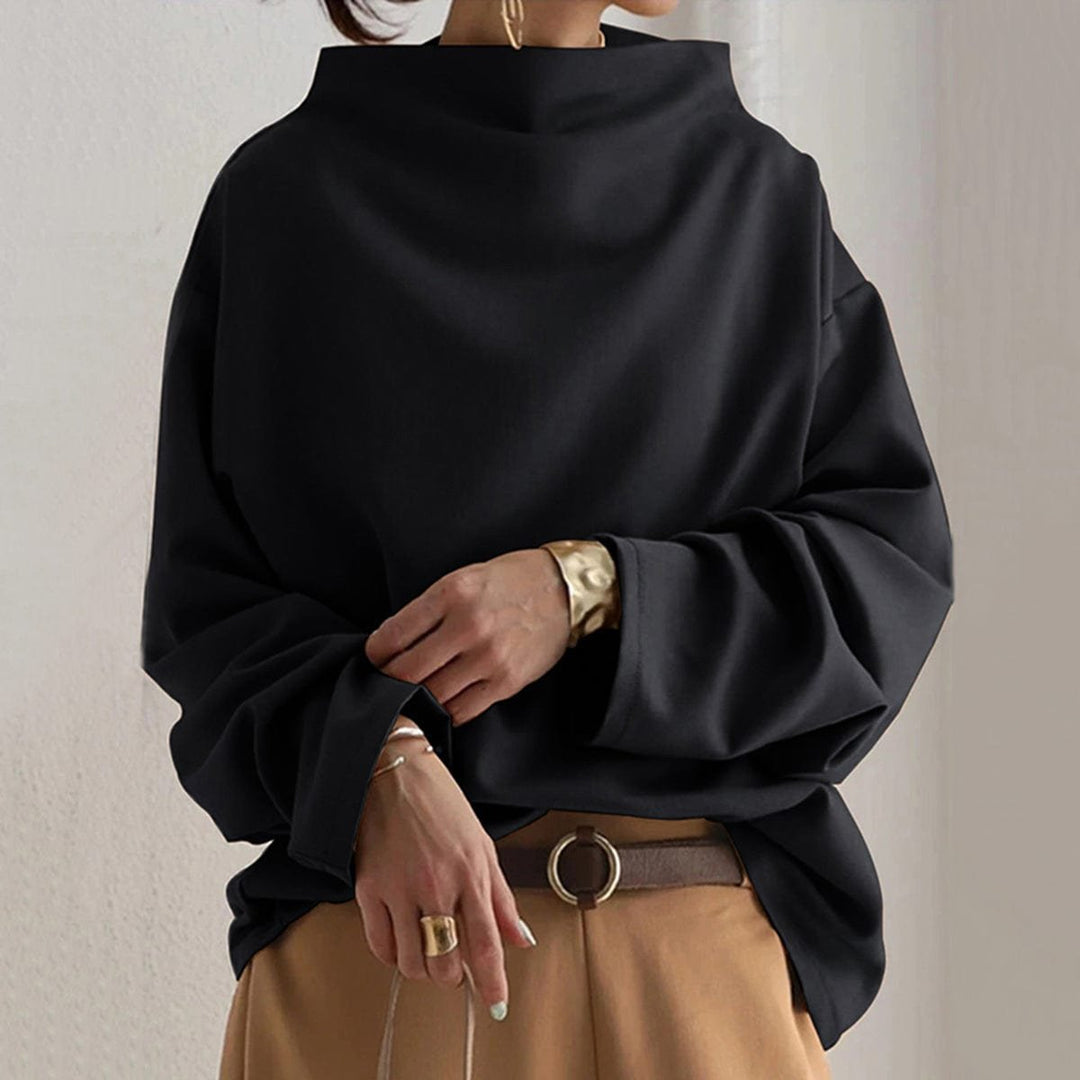 Margaret | Polished Oversized Sweater with High Neck Batwing Sleeves