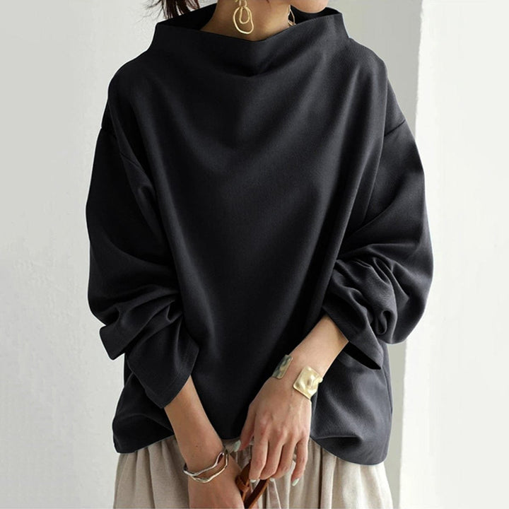 Margaret | Polished Oversized Sweater with High Neck Batwing Sleeves