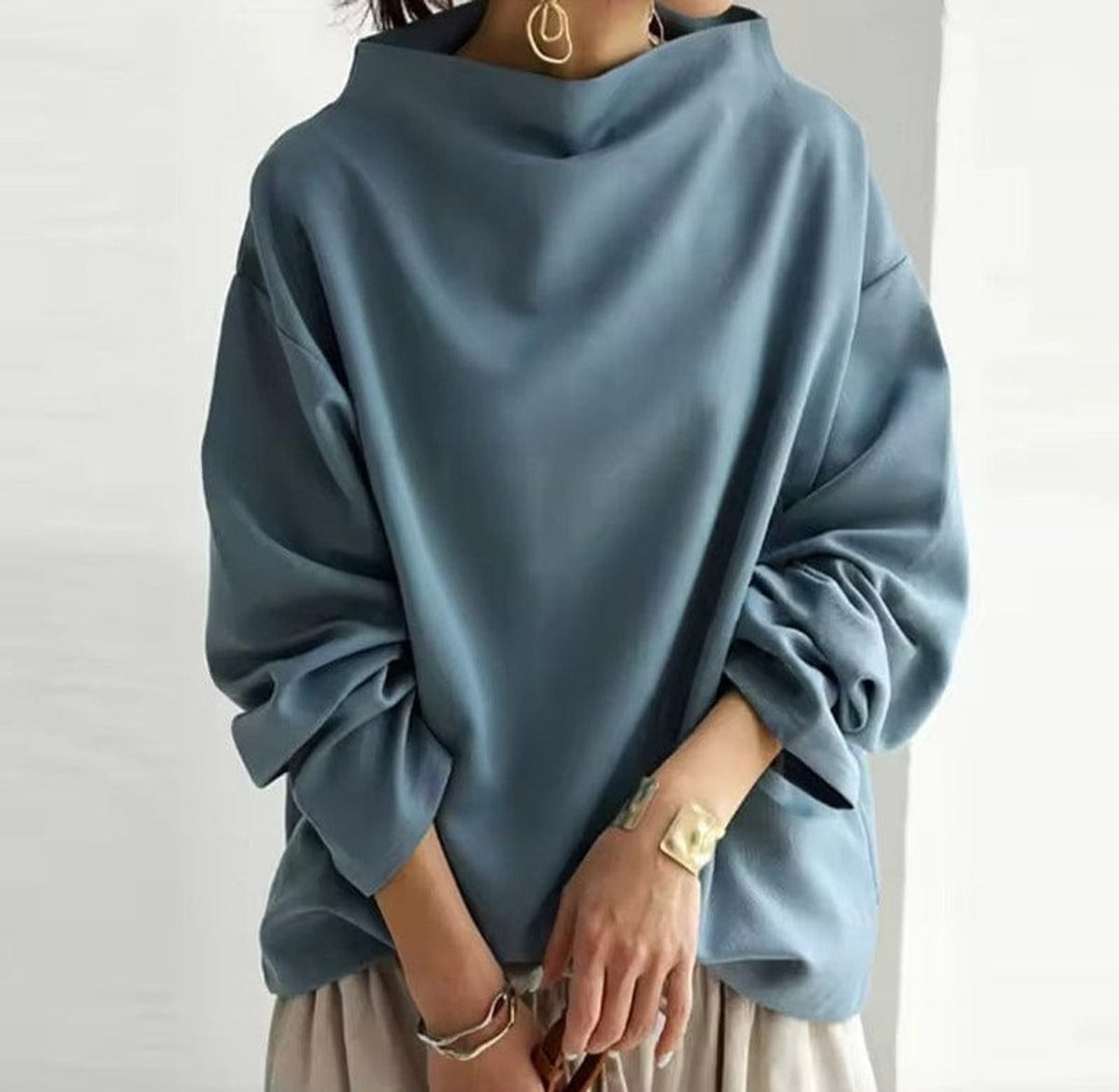 Margaret | Polished Oversized Sweater with High Neck Batwing Sleeves