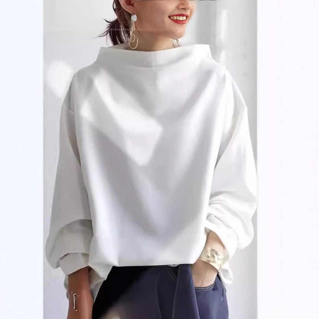 Margaret | Polished Oversized Sweater with High Neck Batwing Sleeves