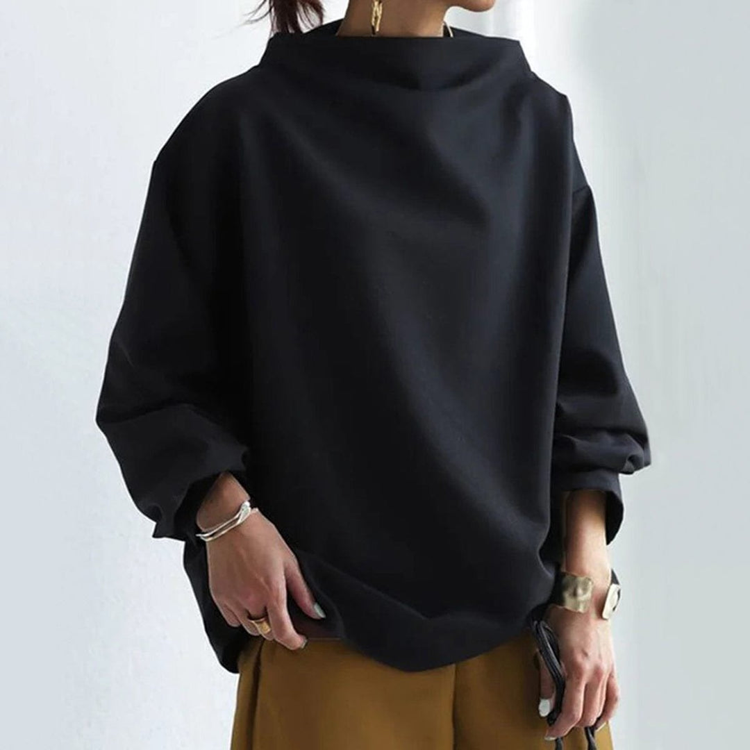 Margaret | Polished Oversized Sweater with High Neck Batwing Sleeves