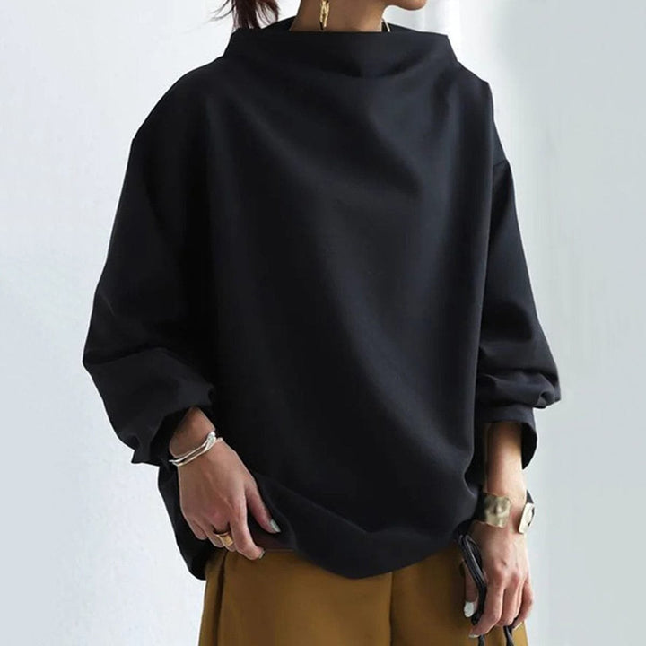 Margaret | Polished Oversized Sweater with High Neck Batwing Sleeves