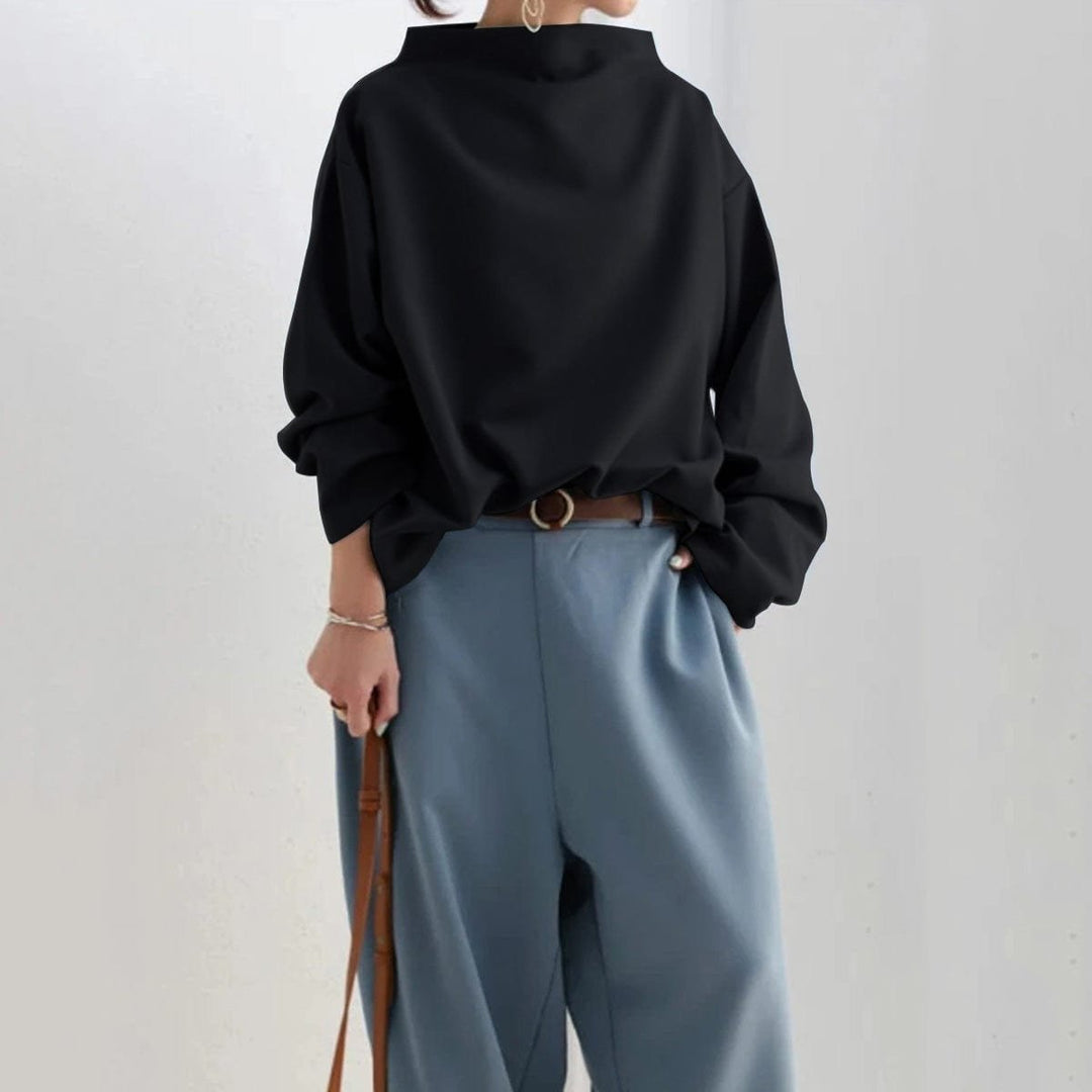 Margaret | Polished Oversized Sweater with High Neck Batwing Sleeves