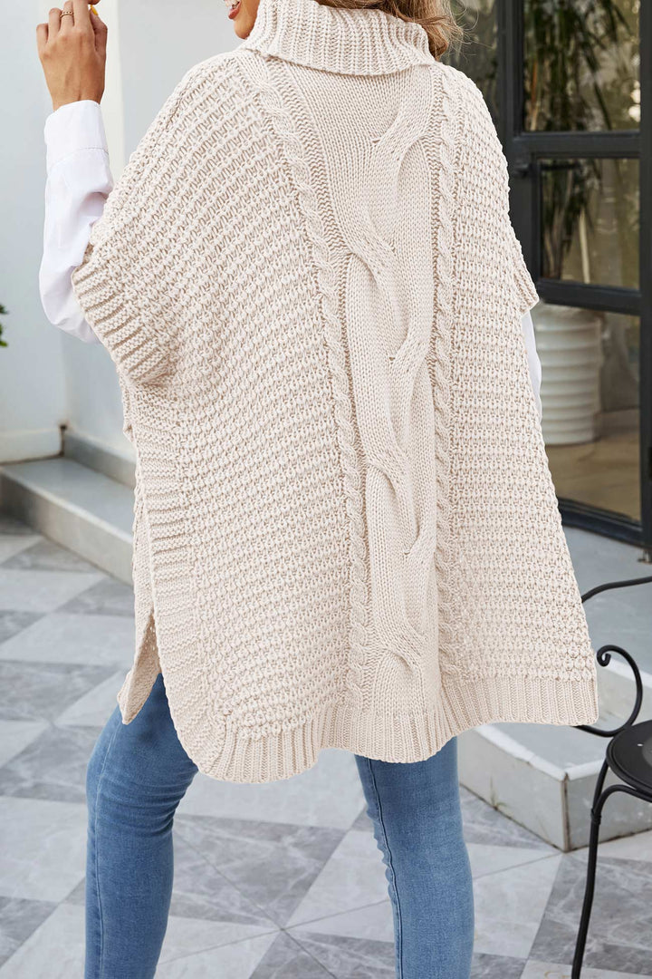 Margaret | Refined Cable Knit Turtleneck Poncho Sweater