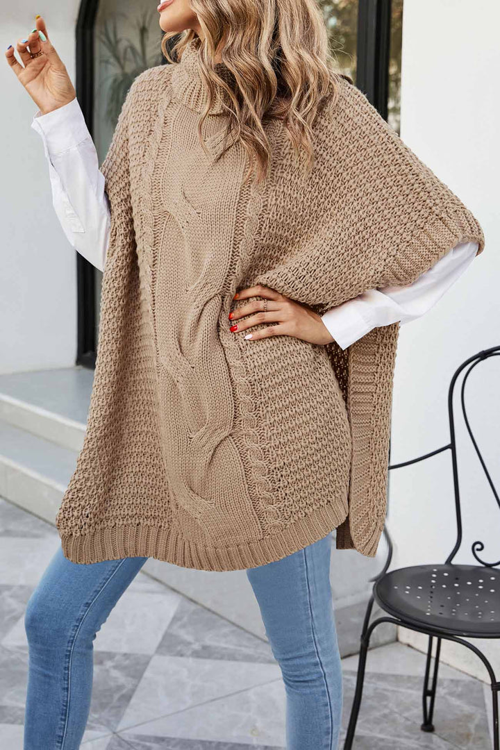 Margaret | Refined Cable Knit Turtleneck Poncho Sweater