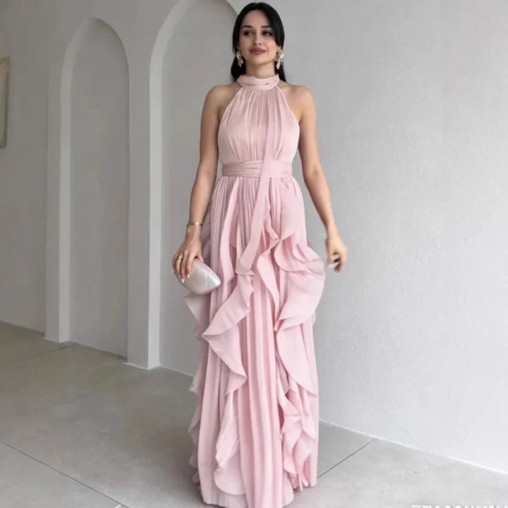 Margaret | Relaxed Ruffle Halter Maxi Holiday Dress