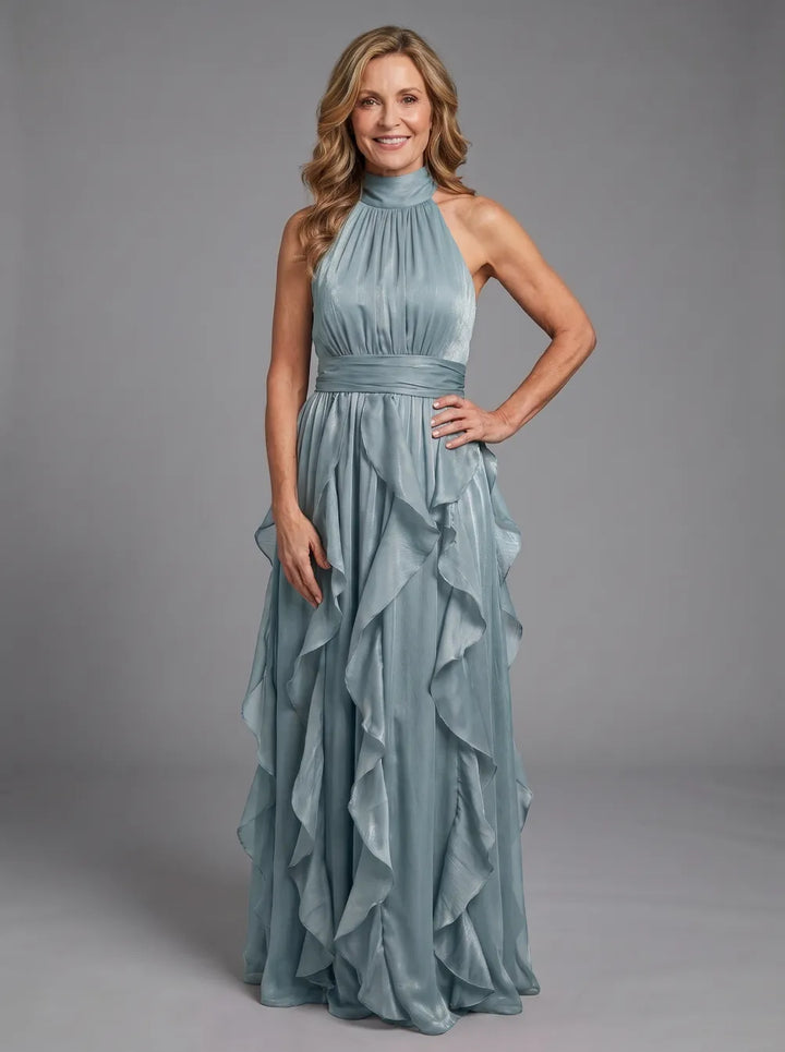 Margaret | Relaxed Ruffle Halter Maxi Holiday Dress