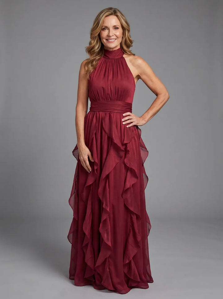 Margaret | Relaxed Ruffle Halter Maxi Holiday Dress