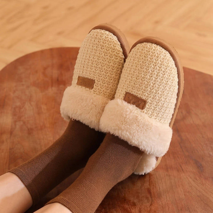 Maria | Cozy Fuzzy Knit House Slippers with Memory Foam