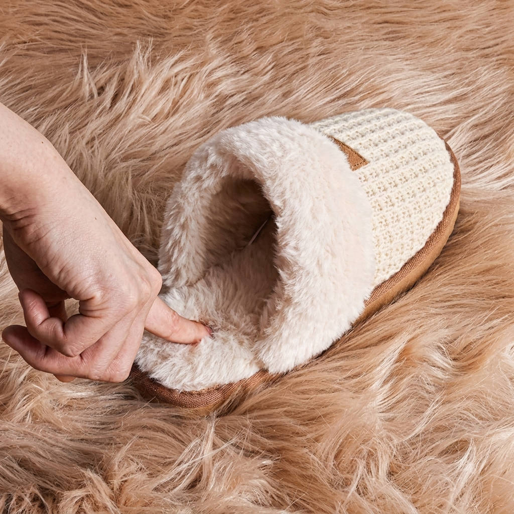 Maria | Cozy Fuzzy Knit House Slippers with Memory Foam