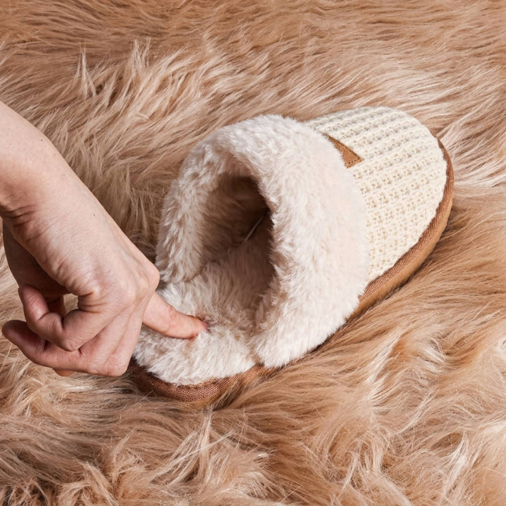 Maria | Cozy Fuzzy Knit House Slippers with Memory Foam