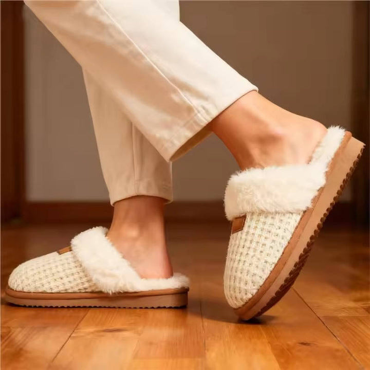 Maria | Cozy Fuzzy Knit House Slippers with Memory Foam