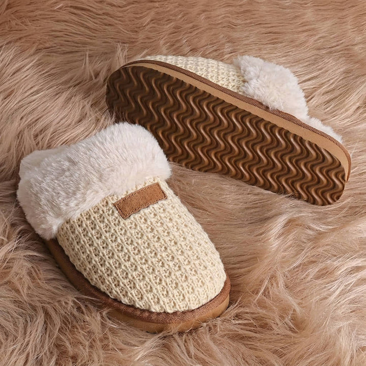 Maria | Cozy Fuzzy Knit House Slippers with Memory Foam