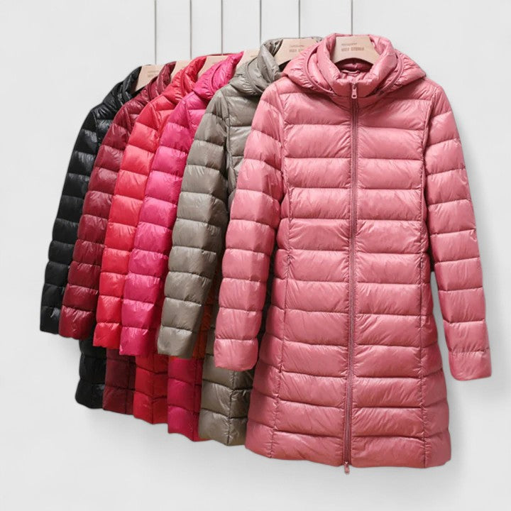 Maria | Graceful Longline Hooded Puffer Jacket