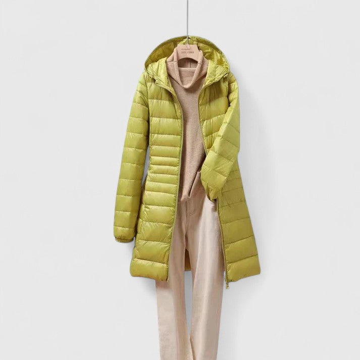 Maria | Graceful Longline Hooded Puffer Jacket
