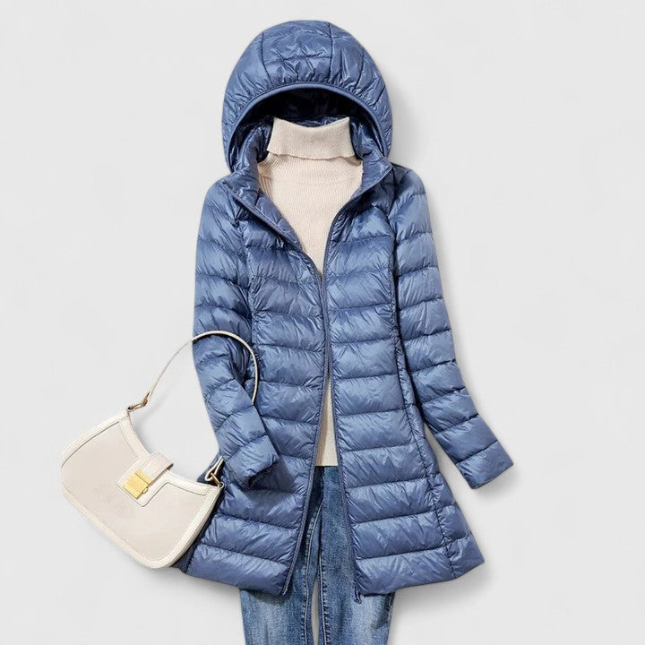 Maria | Graceful Longline Hooded Puffer Jacket