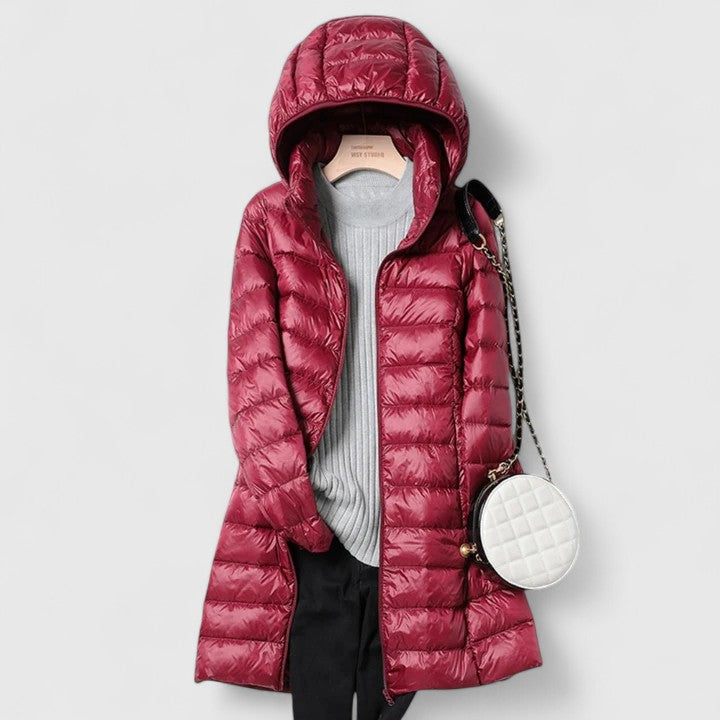 Maria | Graceful Longline Hooded Puffer Jacket