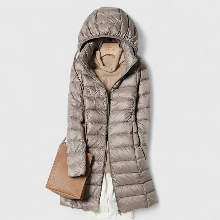 Maria | Graceful Longline Hooded Puffer Jacket
