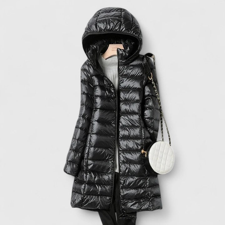 Maria | Graceful Longline Hooded Puffer Jacket