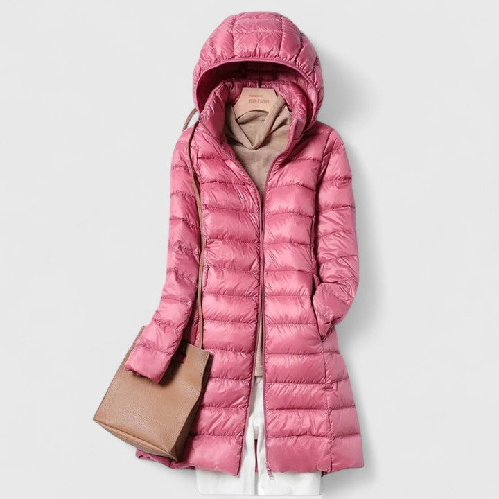 Maria | Graceful Longline Hooded Puffer Jacket