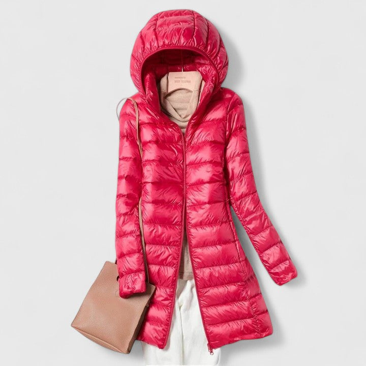 Maria | Graceful Longline Hooded Puffer Jacket