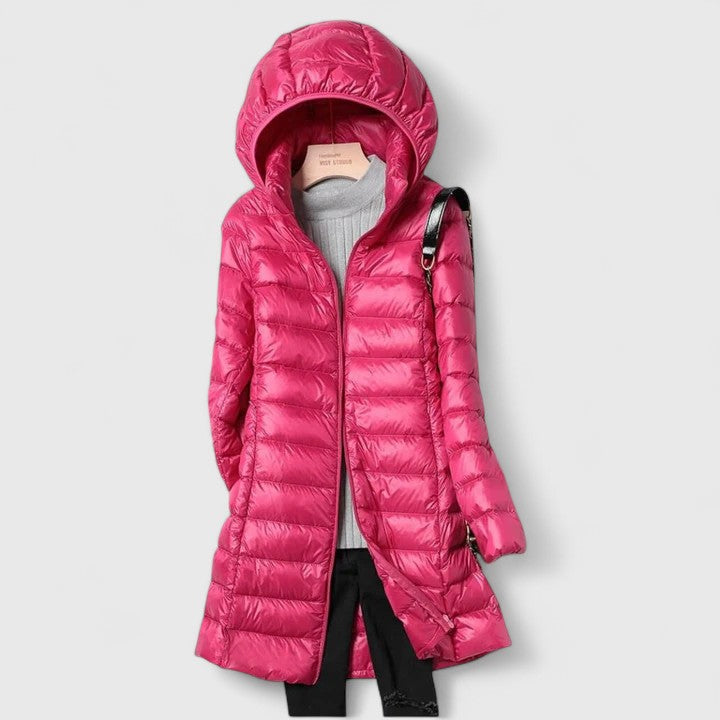 Maria | Graceful Longline Hooded Puffer Jacket