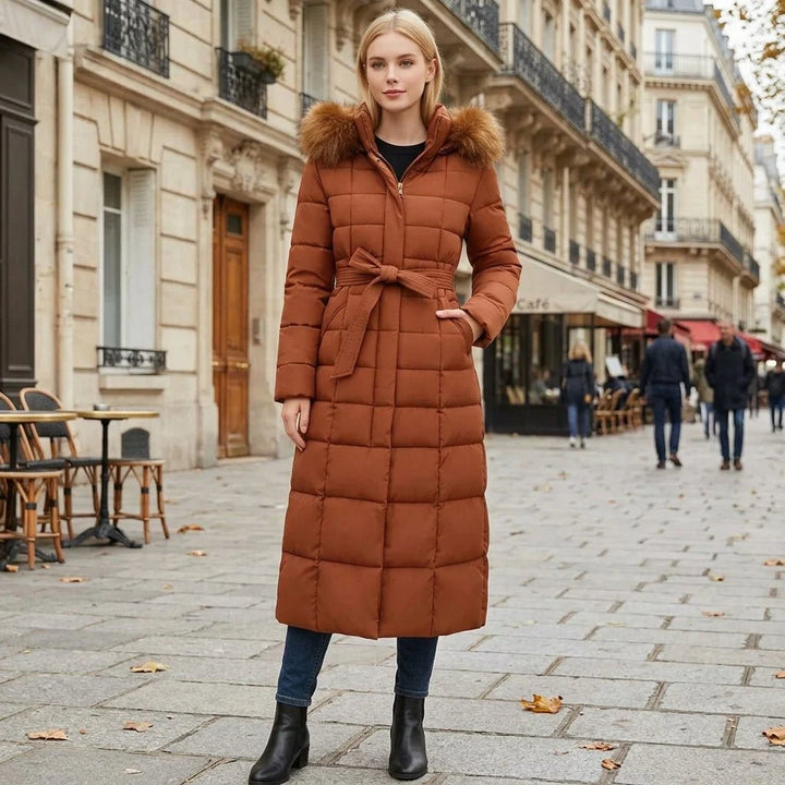 Maria | Long Belted Hooded Winter Puffer Jacket