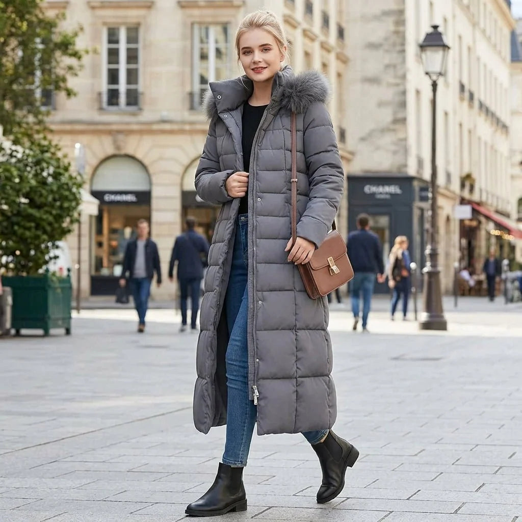 Maria | Long Belted Hooded Winter Puffer Jacket