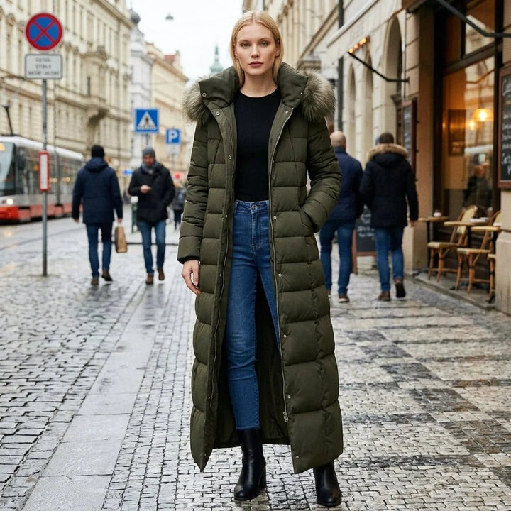 Maria | Long Belted Hooded Winter Puffer Jacket